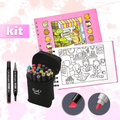 Kit Livro de Colorir Bobbie Goods com 24 canetas coloridas para diversão criativa