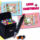 Kit Livro de Colorir Bobbie Goods com canetinhas coloridas e desenhos divertidos para todas as idades