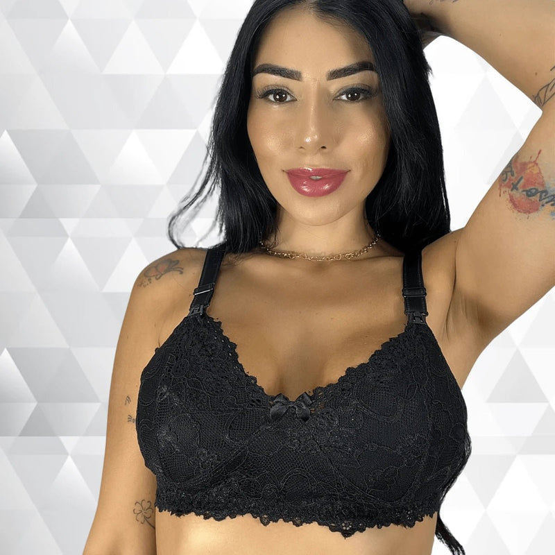 Kit MamaComfort: Compre 2 Leve 3: Sutiã Reforçado em Renda com Regulagem.