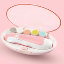 Lixa de Unhas Elétrica para Bebê com design rosa e acessórios completos em uma embalagem decorativa