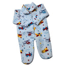 Macacão bebê inverno soft com estampa de avião e helicóptero para aquecer os pequenos