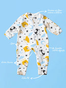 Macacão Infantil com estampa de animais, zíper e tecido 100% algodão para conforto do bebê