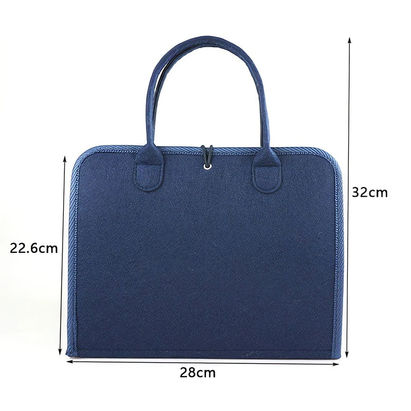 Maleta Infantil de Habilidade azul escuro com alças e zíper, tamanho 32x28 cm