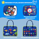 Maleta Sensorial Montessori com Atividades Educativas como Jigsaw Puzzle e Relógio de Datas