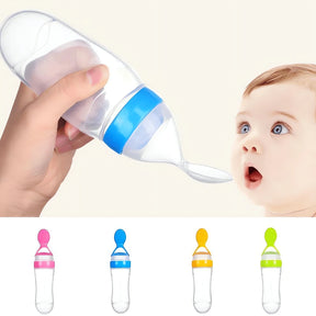 Mamadeira Baby Bottle Meu Cheirinho Bom com colher azul e opções em rosa amarelo e verde para bebês