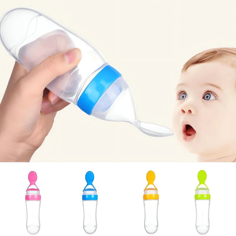 Mamadeira Baby Bottle Meu Cheirinho Bom com colher azul e opções em rosa amarelo e verde para bebês