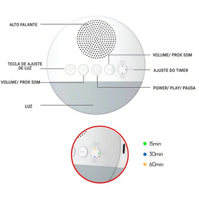 Máquina de Som Branco com alto-falante e controle de volume para ambientes tranquilos