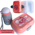Marmita Kids Kit Completo com design de borboleta, copo e talheres infantis em cores vibrantes
