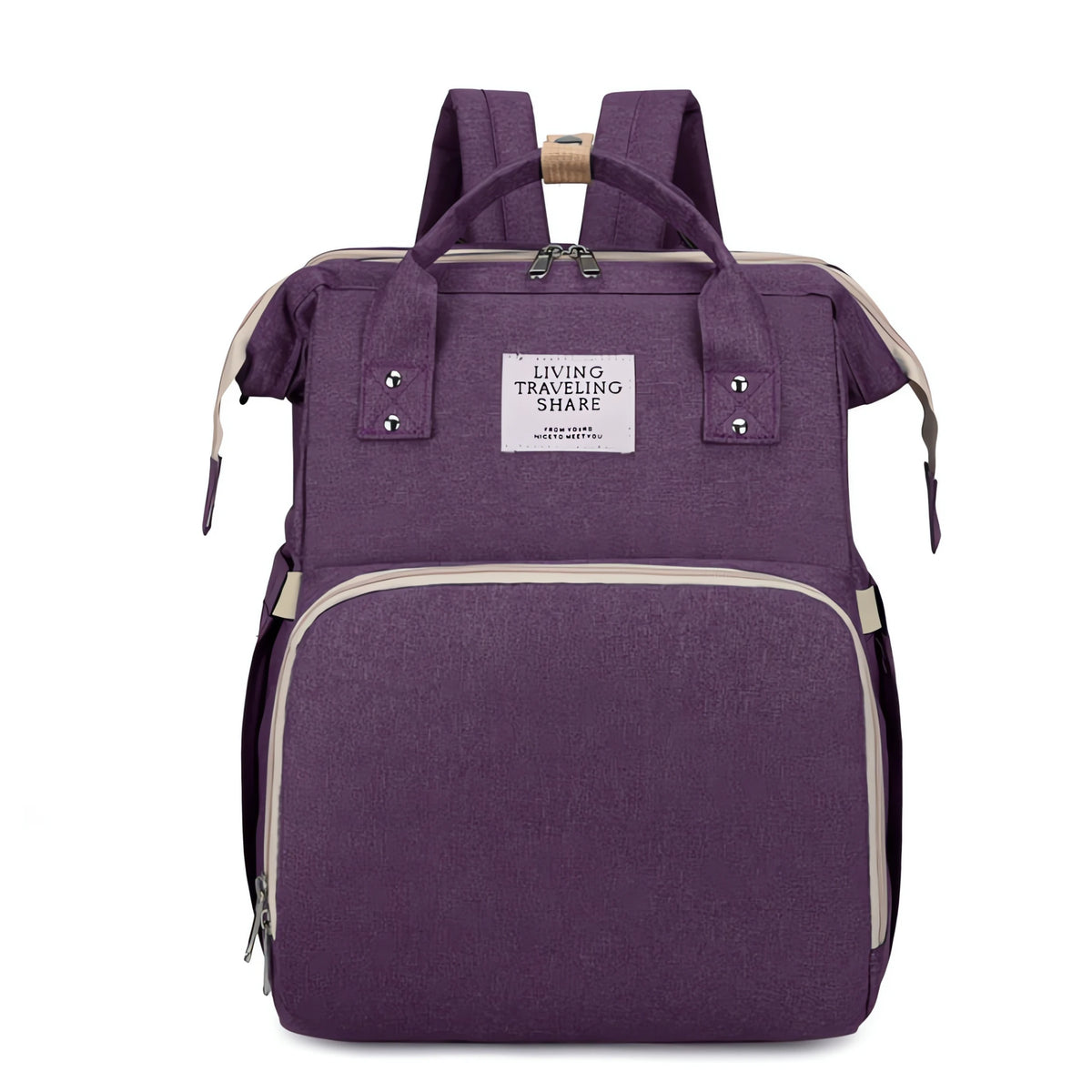 Mochila Bolsa Maternidade roxa da Meu Cheirinho Bom com design funcional e amplo espaço para organização