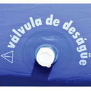 Detalhe da válvula de drenagem da piscina inflável Meu Cheirinho Bom em azul