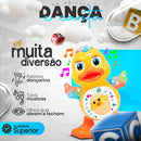 Patinho Dançarino Musical colorido que toca músicas e tem olhos que abrem e fecham