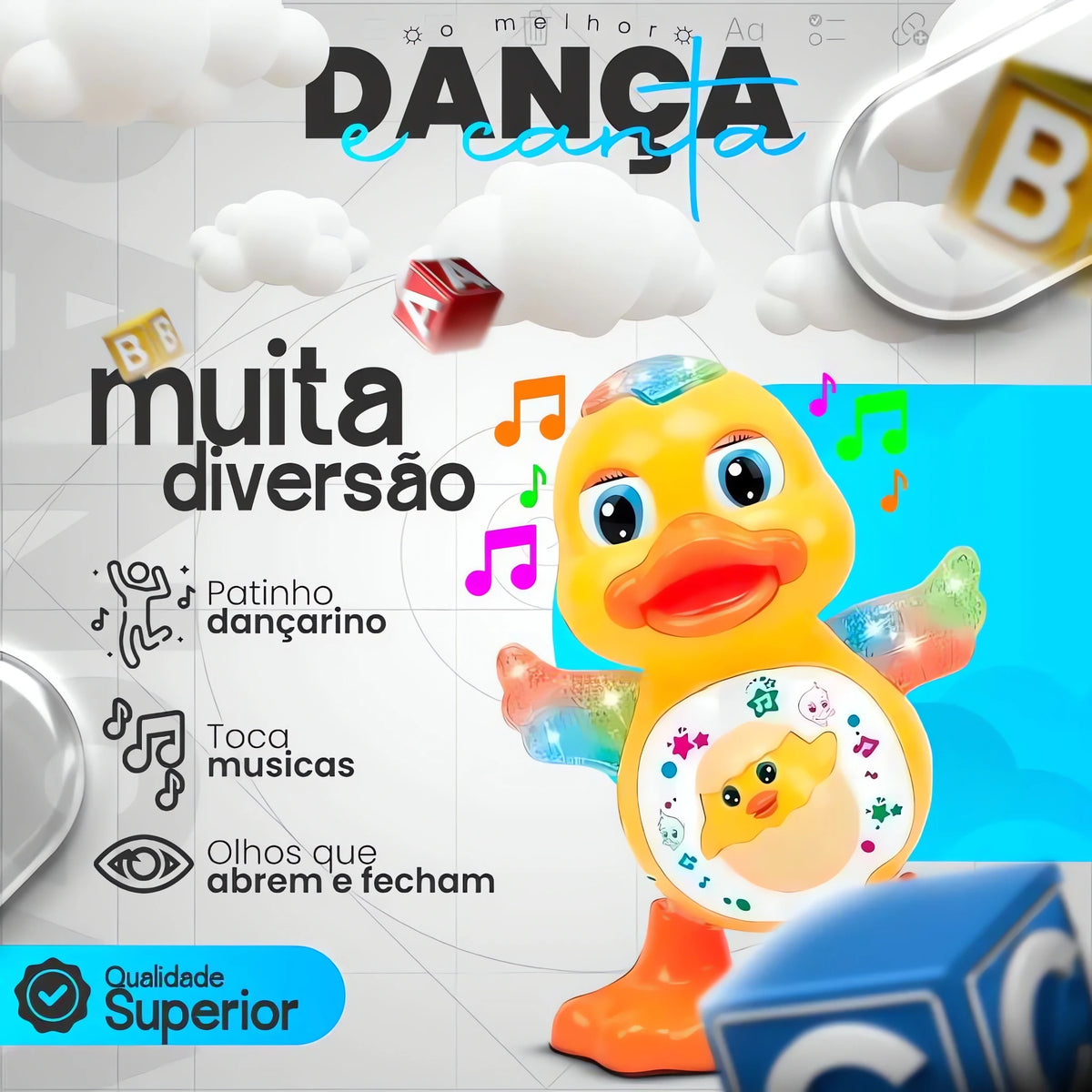 Patinho Dançarino Musical com Luzes