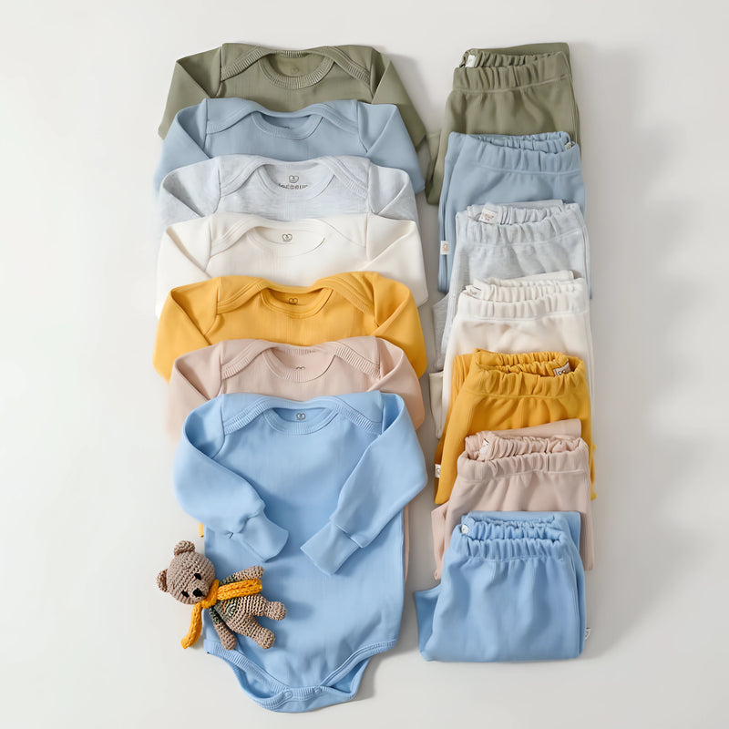 Kit Bebê Manga Longa e Mijão sem Pé – Conjunto 4 Peças Confortáveis