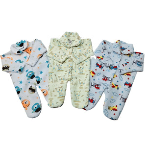 Kit 3 Macacões Bebê Soft Estampado para Inverno