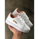 Sapatênis Infantil Casual Loove Branco com detalhes em rosa e solado confortável para crianças