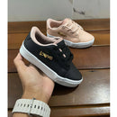 Sapatênis Infantil Casual Loove em preto e rosa com design moderno e confortável