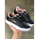 Sapatênis Infantil Casual Loove em Preto com Detalhes em Rosa e Solado Branco