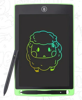 Tablet Lousa Mágica verde com caneta, desenho colorido de ovelha e espaço para escrita e desenho