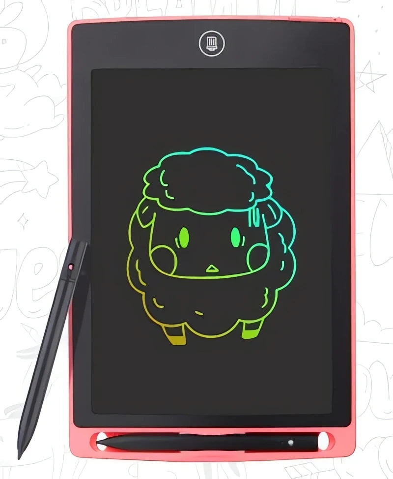 Tablet Lousa Mágica Meu Cheirinho Bom com desenho colorido de ovelha e caneta preta encaixada