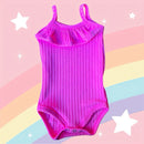 Body SweetBaby Alcinha rosa com textura canelada e babado na frente para bebê