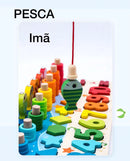 Tabuleiro Educacional com números coloridos e imãs para atividades de pesca interativas