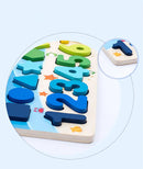 Tabuleiro Educacional em madeira com números e formas coloridas para aprendizado infantil