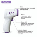 Termômetro de Testa Infravermelho com botões de ajuste e tela LCD para medições rápidas