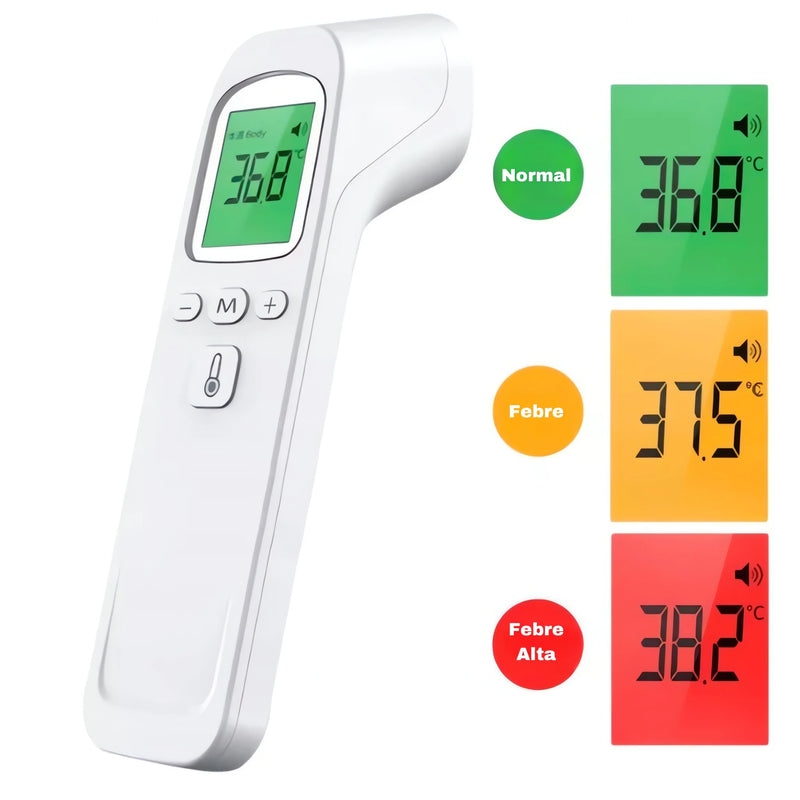 Termômetro Infravermelho digital com display LED e medição de temperatura em cores para fácil leitura